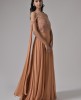 Soft Crepe Dusty Peach Stylist Party Wear Gown 